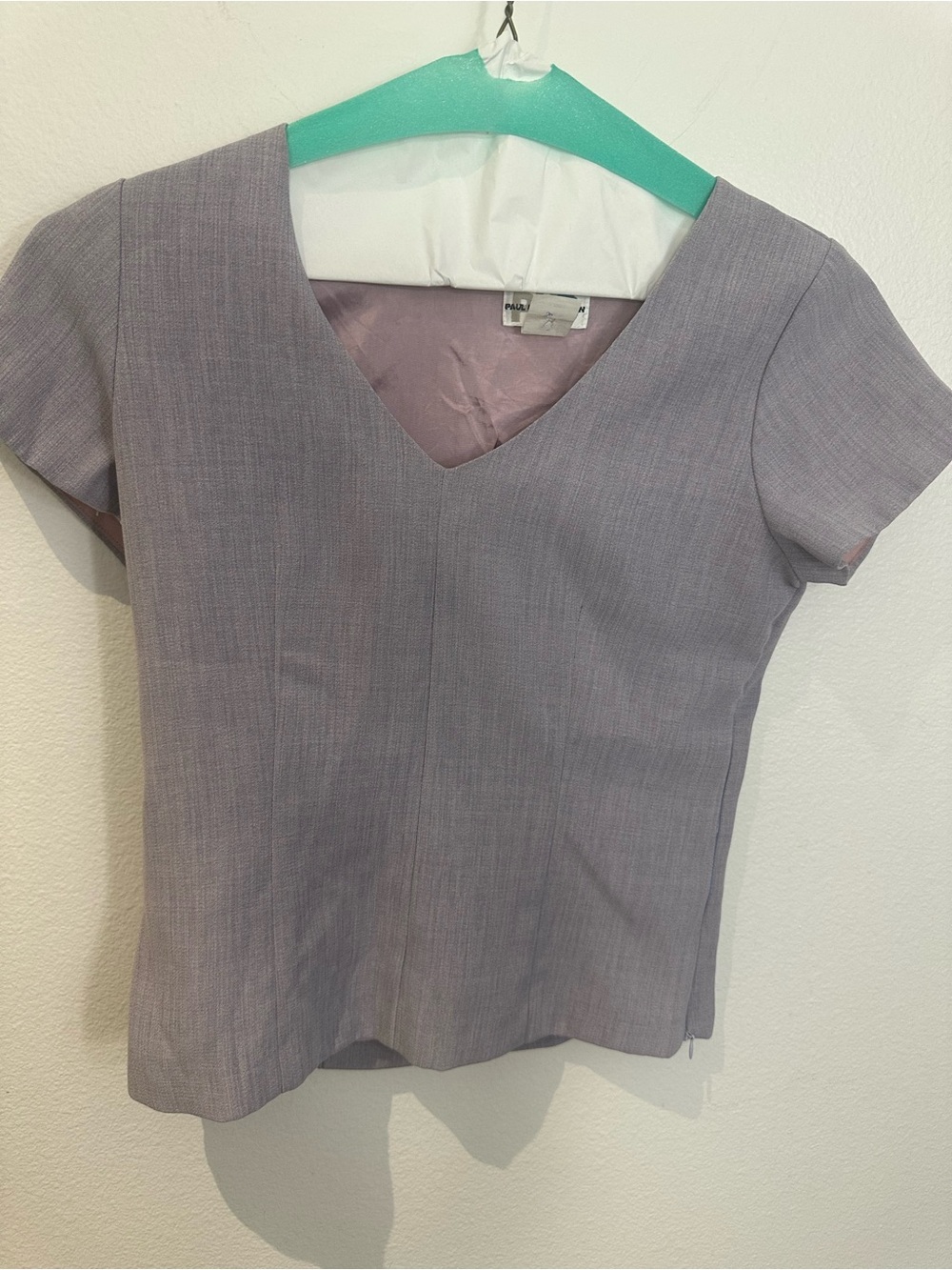 Vintage Lavender V Neck Short Sleeve Blouse Women’s Size Small
